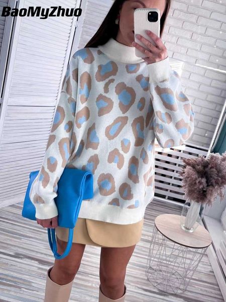 women's sweaters autumn winter elegant sweater 2022 leopard print turtleneck basic pullovers jumper loose warm o neck knitted 230118, White;black
women's sweaters autumn winter elegant sweater 2022 leopard print turtleneck basic pullovers jumper loose warm o neck knitted 230118, White;black