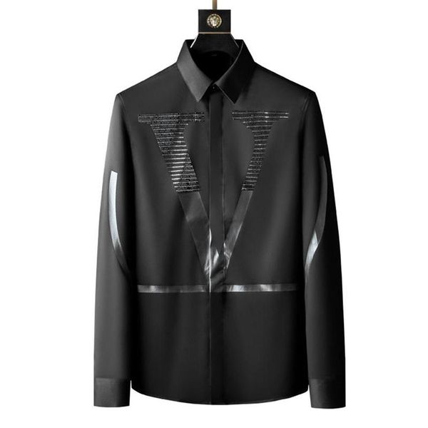 men's casual shirts european high end drilling long-sleeve shirt man's big v designer slim non-iron anti-wrinkle227r, White;black
men's casual shirts european high end drilling long-sleeve shirt man's big v designer slim non-iron anti-wrinkle227r, White;black