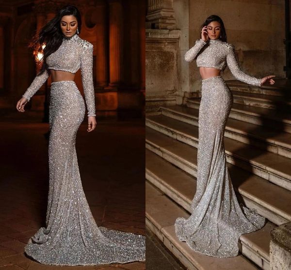 silver sequined mermaid evening dresses two pieces high neck sparkle rhinestones long sleeves prom pageant gowns dubai saudi arabia formal p, Black;red
silver sequined mermaid evening dresses two pieces high neck sparkle rhinestones long sleeves prom pageant gowns dubai saudi arabia formal p, Black;red