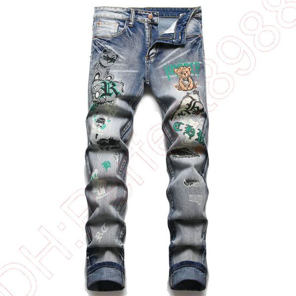 new jeans chino pants pant men's trousers stretch close-fitting slacks washed straight skinny embroidery patchwork ripped mens trend br, Blue
new jeans chino pants pant men's trousers stretch close-fitting slacks washed straight skinny embroidery patchwork ripped mens trend br, Blue