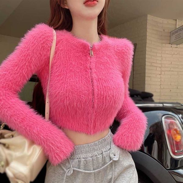 women's sweaters knits tees coat sweater knitted cardigan plush off shoulder short style gentleness mink solid color zipper design 2301, White;black
women's sweaters knits tees coat sweater knitted cardigan plush off shoulder short style gentleness mink solid color zipper design 2301, White;black