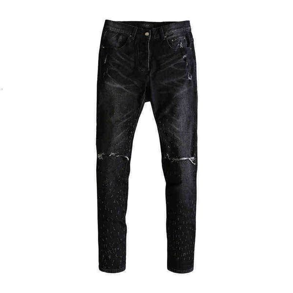 men's jeans wash water black used snowflake knife cut hole elastic slim fit and women's high street, Blue
men's jeans wash water black used snowflake knife cut hole elastic slim fit and women's high street, Blue