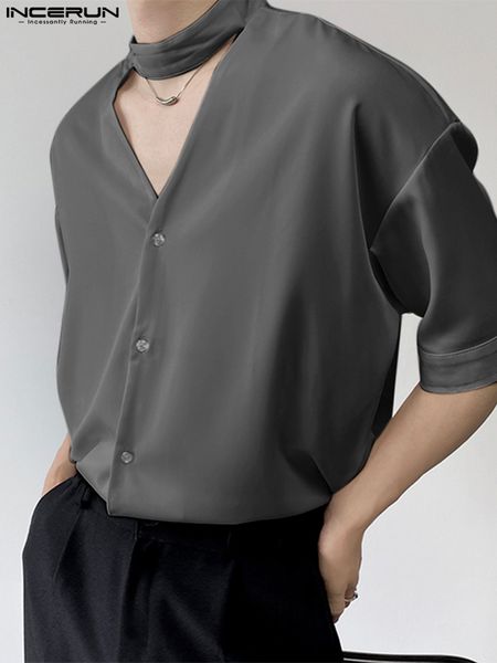 mens casual shirts men casual shirt stand collar short sleeve hollow out men clothing solid color korean streetwear fashion shirts incerun 2, White;black
mens casual shirts men casual shirt stand collar short sleeve hollow out men clothing solid color korean streetwear fashion shirts incerun 2, White;black