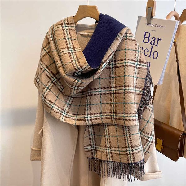 scarf women's winter new british plaid double-sided bi-color shawl thickened warm loose scarf, Blue;gray
scarf women's winter new british plaid double-sided bi-color shawl thickened warm loose scarf, Blue;gray