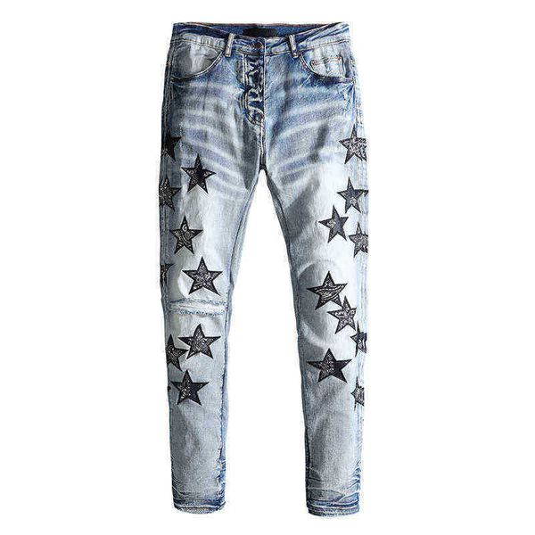 men's jeans high street fashion brand washed blue cashew nut flower five pointed star embroidery patch cloth hole slim fitting jeans
men's jeans high street fashion brand washed blue cashew nut flower five pointed star embroidery patch cloth hole slim fitting jeans