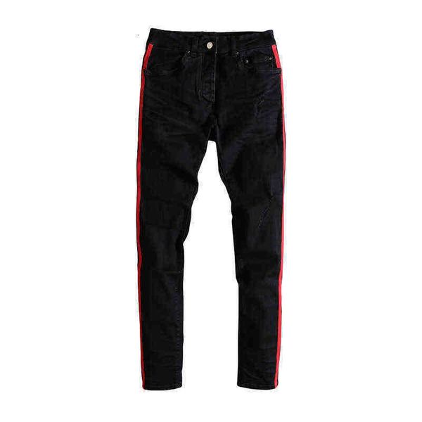 men's jeans fashion brand black washing water used for offset printing color contrast knife to cut holes slim fit small leg jeans, Blue
men's jeans fashion brand black washing water used for offset printing color contrast knife to cut holes slim fit small leg jeans, Blue