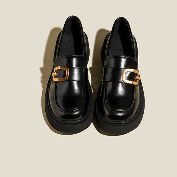 dress shoes 2023 new thick sole loafers women's round head metal buckle british style small leather shoes french style, Black
dress shoes 2023 new thick sole loafers women's round head metal buckle british style small leather shoes french style, Black