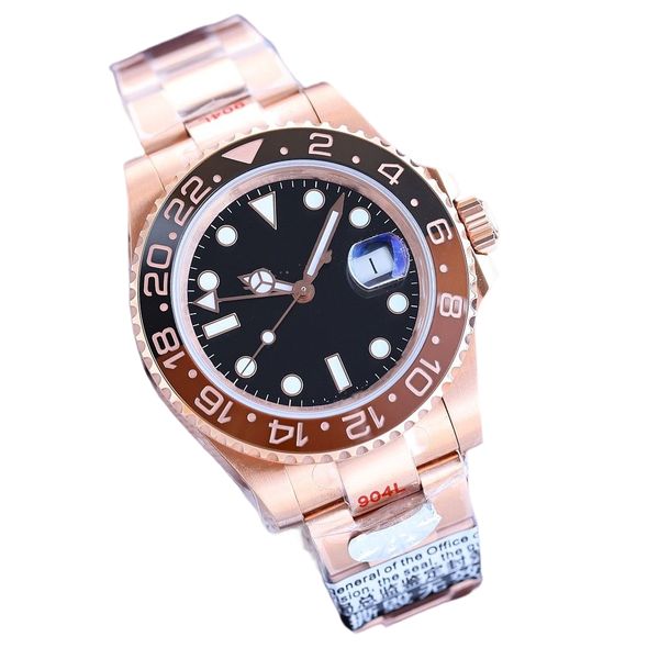 gmt dual time zone watch mens designer red and black bezel 3186 movement rose gold wristwatch luxury 40mm sapphire 904l steel strap super lu, Slivery;brown
gmt dual time zone watch mens designer red and black bezel 3186 movement rose gold wristwatch luxury 40mm sapphire 904l steel strap super lu, Slivery;brown