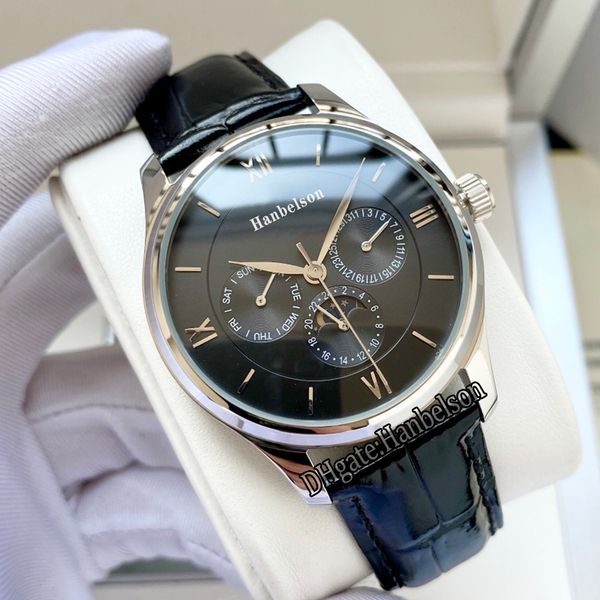 Mens Watch Black dial moon Automatic Movement Glass bottom Leather strap Wristwatches Week calendar Watches 40mm high quality fashion accessory watch AAA
Mens Watch Black dial moon Automatic Movement Glass bottom Leather strap Wristwatches Week calendar Watches 40mm high quality fashion accessory watch AAA