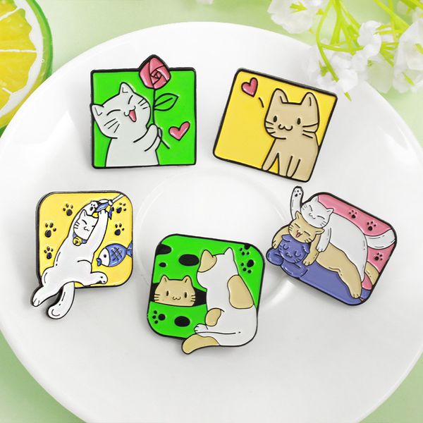 cute cat happily plays on the swing hides and puts flowers on a cartoon animal brooch pin badges, Blue
cute cat happily plays on the swing hides and puts flowers on a cartoon animal brooch pin badges, Blue