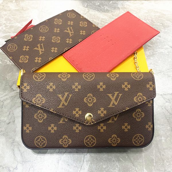 m61276 qual pochette felicie chain strap shoulder bags 3 pieces set women embossing handbag crossbody wallets card holder purse with box
m61276 qual pochette felicie chain strap shoulder bags 3 pieces set women embossing handbag crossbody wallets card holder purse with box