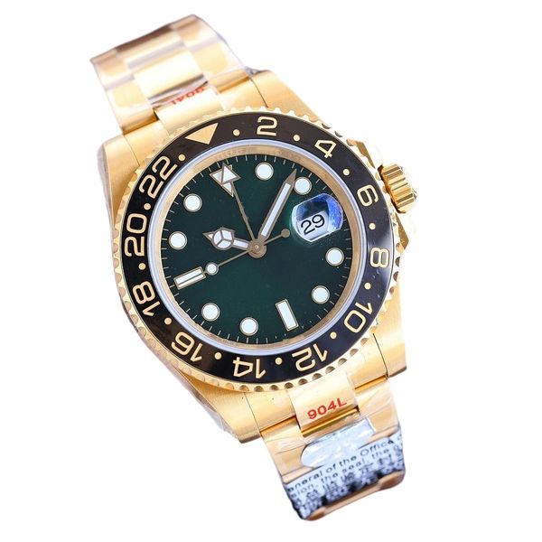 gmt double time zone watch men's black ceramic ring blue dial 3186 sports watch luxury 40mm sapphire crystal 904 stainless steel watch, Slivery;brown
gmt double time zone watch men's black ceramic ring blue dial 3186 sports watch luxury 40mm sapphire crystal 904 stainless steel watch, Slivery;brown