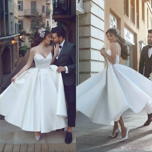 chic short wedding dress spaghetti straps backless sweetheart lace applique elegant bridal gowns wedding dresses, White
chic short wedding dress spaghetti straps backless sweetheart lace applique elegant bridal gowns wedding dresses, White