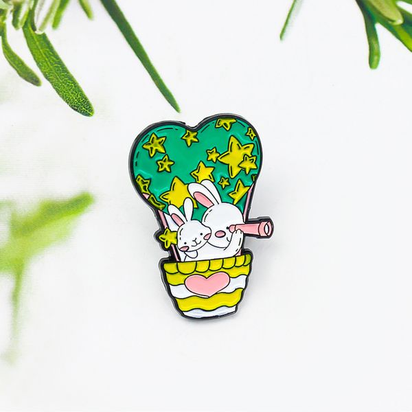 the rabbit on the love balloon rose to the air and took the telescope to bring the beauty into the eyes of the cartoon brooch pin badges, Blue
the rabbit on the love balloon rose to the air and took the telescope to bring the beauty into the eyes of the cartoon brooch pin badges, Blue