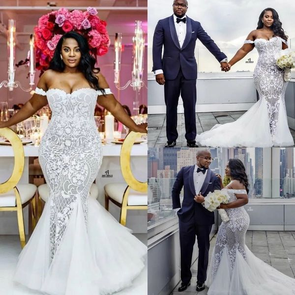 mermaid wedding dresses modest plus size off shoulder trumpet bridal gowns sweep train tulle lace wedding dress custom made, White
mermaid wedding dresses modest plus size off shoulder trumpet bridal gowns sweep train tulle lace wedding dress custom made, White