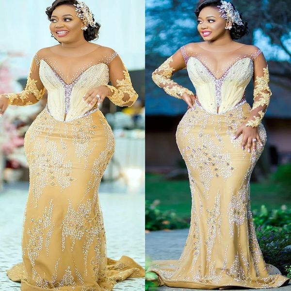2023 gorgeous gold evening dresses mermaid long sleeves beaded scoop neck lace applique custom made formal occasion wear arabic prom gown ve, Black;red
2023 gorgeous gold evening dresses mermaid long sleeves beaded scoop neck lace applique custom made formal occasion wear arabic prom gown ve, Black;red