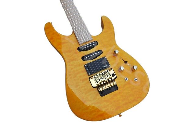 lvyyellow body electric guitar with maple quilted gold hardware offering customized services
lvyyellow body electric guitar with maple quilted gold hardware offering customized services
