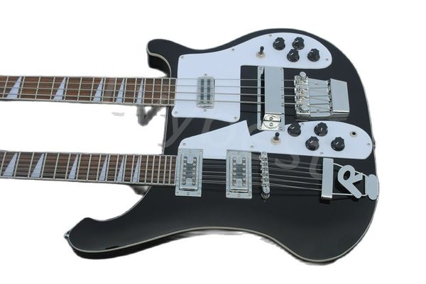 lvydouble neck black body electric bass guitar with white pickguard chrome hardware provide custom service
lvydouble neck black body electric bass guitar with white pickguard chrome hardware provide custom service