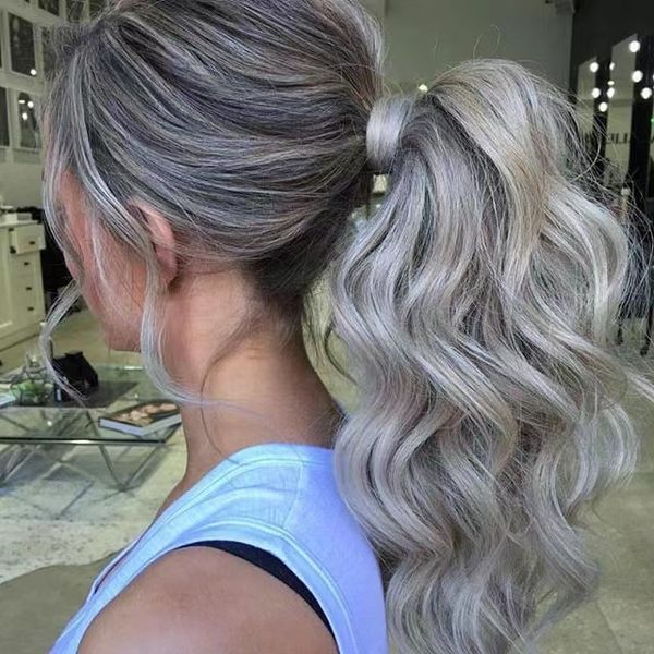 wavy gray pony tail hairpiece wraps around ponytail drawstring cip in human hair long short high curly weave custom made women girl style fa, Black
wavy gray pony tail hairpiece wraps around ponytail drawstring cip in human hair long short high curly weave custom made women girl style fa, Black