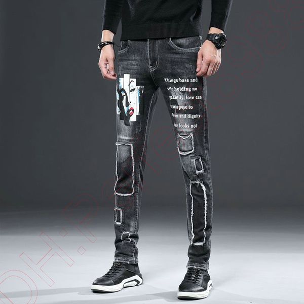 new jeans chino pants pant men's trousers stretch close-fitting slacks washed straight skinny embroidery patchwork ripped mens trend br, Blue
new jeans chino pants pant men's trousers stretch close-fitting slacks washed straight skinny embroidery patchwork ripped mens trend br, Blue