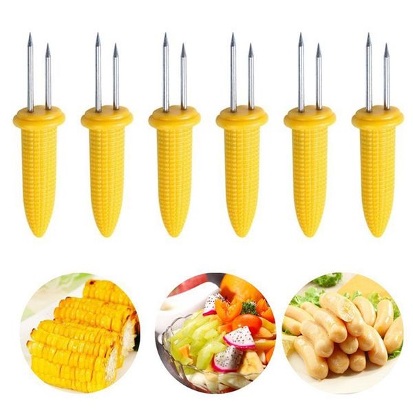 

stainless steel corn holders bbq tools double fork corn on the cob skewers home cooking fork