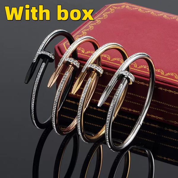 n4 classic bangles gold silver nail bracelet titanium steel cuff bangle nlay diamond bracelets womens mens love jewelry gift c80009 with box, Black
n4 classic bangles gold silver nail bracelet titanium steel cuff bangle nlay diamond bracelets womens mens love jewelry gift c80009 with box, Black