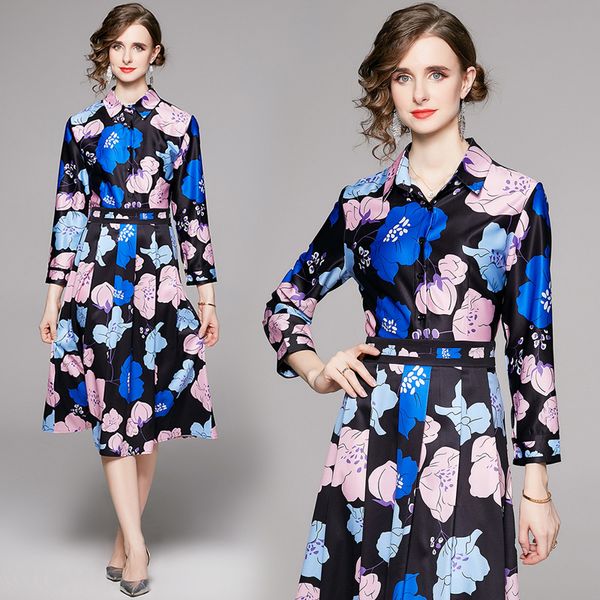 2023 elegant print girl midi dress long sleeve runway women fashion lapel button shirt slim a-line frocks spring autumn casual office ladies, Black;gray
2023 elegant print girl midi dress long sleeve runway women fashion lapel button shirt slim a-line frocks spring autumn casual office ladies, Black;gray
