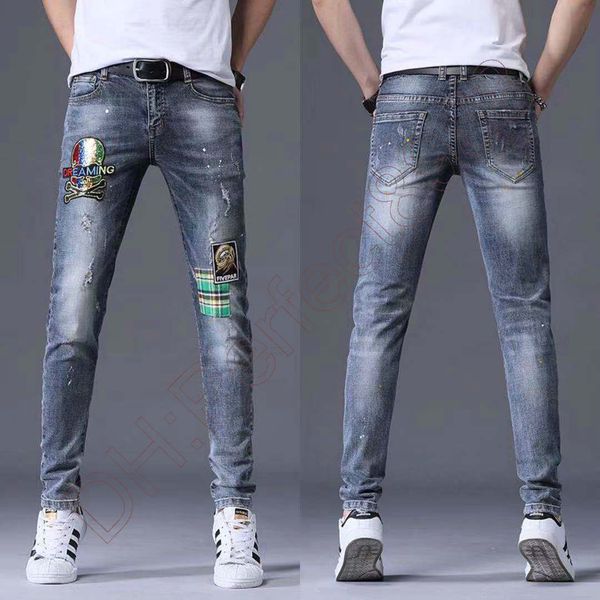 new jeans chino pants pant men's trousers stretch close-fitting slacks washed straight skinny embroidery patchwork ripped mens trend br, Blue
new jeans chino pants pant men's trousers stretch close-fitting slacks washed straight skinny embroidery patchwork ripped mens trend br, Blue
