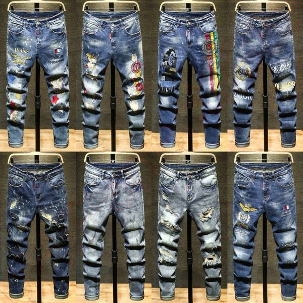 new jeans chino pants pant men's trousers stretch close-fitting slacks washed straight skinny embroidery patchwork ripped mens trend br, Blue
new jeans chino pants pant men's trousers stretch close-fitting slacks washed straight skinny embroidery patchwork ripped mens trend br, Blue