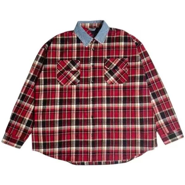 2022 summer men women plaid blouses shirts loose long sleeve pockets plaid casual street shirt clothes, White;black
2022 summer men women plaid blouses shirts loose long sleeve pockets plaid casual street shirt clothes, White;black