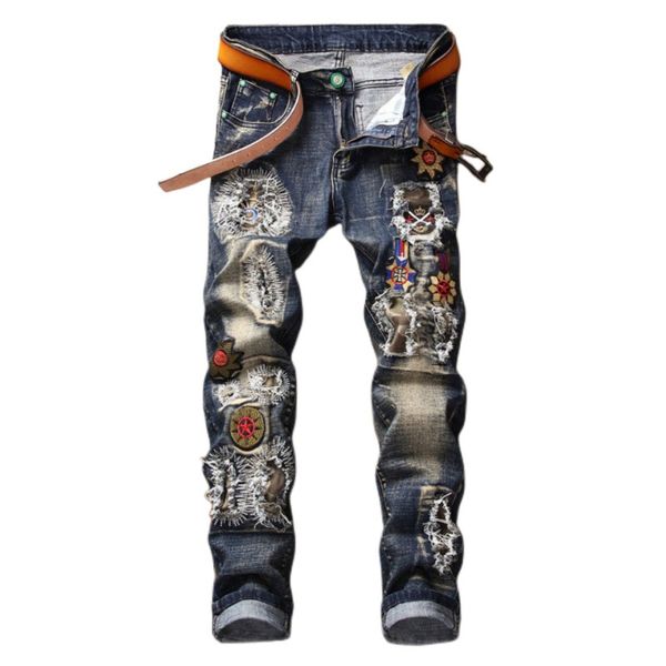 new jeans chino pants pant men's trousers stretch close-fitting slacks washed straight skinny embroidery patchwork ripped mens trend br, Blue
new jeans chino pants pant men's trousers stretch close-fitting slacks washed straight skinny embroidery patchwork ripped mens trend br, Blue