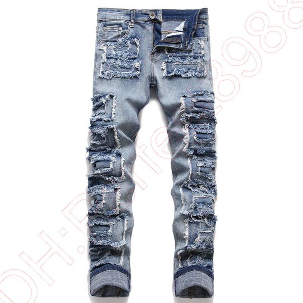 new jeans chino pants pant men's trousers stretch close-fitting slacks washed straight skinny embroidery patchwork ripped mens trend br, Blue
new jeans chino pants pant men's trousers stretch close-fitting slacks washed straight skinny embroidery patchwork ripped mens trend br, Blue