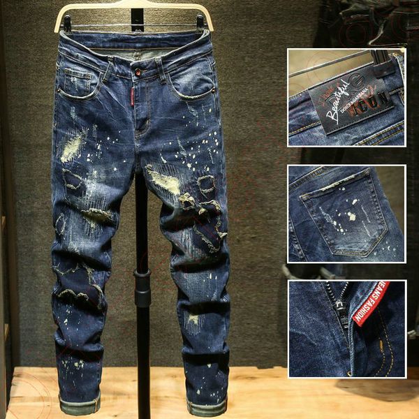 new jeans chino pants pant men's trousers stretch close-fitting slacks washed straight skinny embroidery patchwork ripped mens trend br, Blue
new jeans chino pants pant men's trousers stretch close-fitting slacks washed straight skinny embroidery patchwork ripped mens trend br, Blue