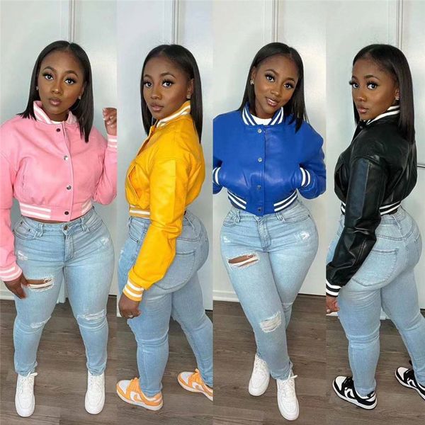designer pu leather jacket women fall winter clothes female long sleeve fleece outerwear casual baseball uniform coat fashion stretchy jacke, Black;brown
designer pu leather jacket women fall winter clothes female long sleeve fleece outerwear casual baseball uniform coat fashion stretchy jacke, Black;brown