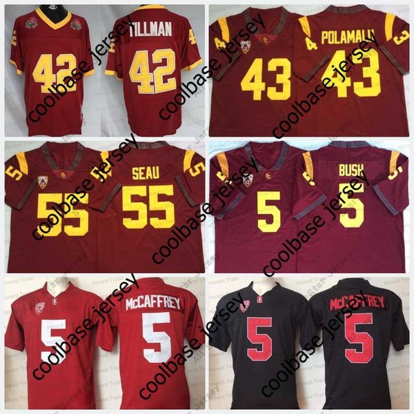 ncaa stanford college football 5 christian mccaffrey 42 pat tillman red 1997 usc trojans 55 junior seau 43 troy polamalu vintage jersey, Black;red
ncaa stanford college football 5 christian mccaffrey 42 pat tillman red 1997 usc trojans 55 junior seau 43 troy polamalu vintage jersey, Black;red