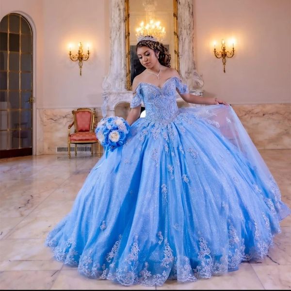 light blue bling quinceanera dresses tulle ball gown prom evening dress plus beaded lace sweet 15 year brithday party gowns, Blue;red
light blue bling quinceanera dresses tulle ball gown prom evening dress plus beaded lace sweet 15 year brithday party gowns, Blue;red