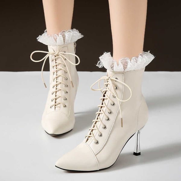 boots rimocy pointed toe lace ankle women 2023 autumn pu leather silver stiletto woman elelgant up short booties 221215, Black
boots rimocy pointed toe lace ankle women 2023 autumn pu leather silver stiletto woman elelgant up short booties 221215, Black