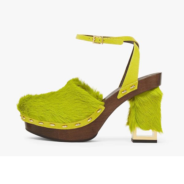 green horsehair high-heeled 115 mm pink cross ankle strap buckle thick heel fashion sculpted f wooden sole metallic heel high-heeled sandals, Black
green horsehair high-heeled 115 mm pink cross ankle strap buckle thick heel fashion sculpted f wooden sole metallic heel high-heeled sandals, Black
