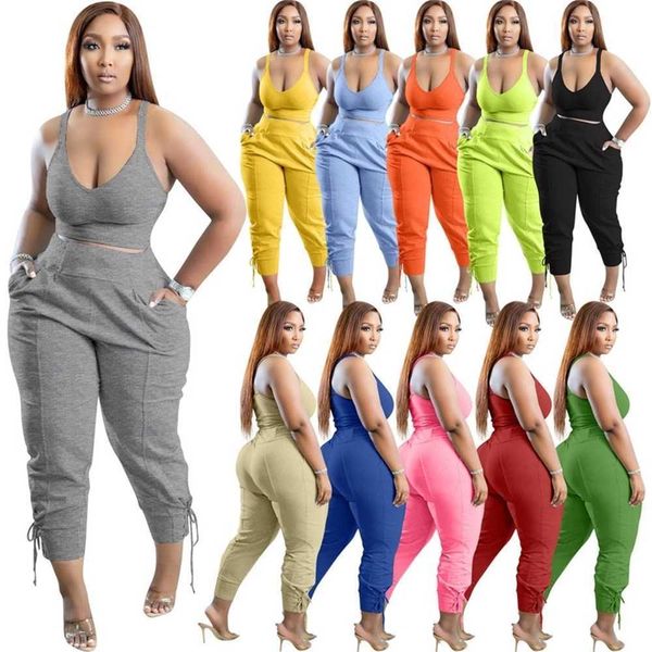 2023 summer women tracksuits designer two piece pants set suspenders tank sweatpant bandage outfit sports suit, Gray
2023 summer women tracksuits designer two piece pants set suspenders tank sweatpant bandage outfit sports suit, Gray