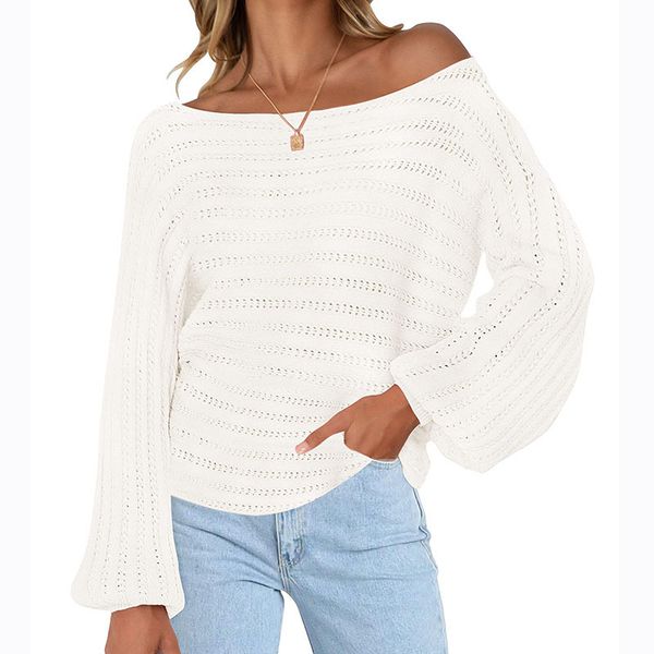slash striped knitting women's sweaters loose elegant fashion solid knitted pullover lady blouse with lantern long sleeves spring summ, White;black
slash striped knitting women's sweaters loose elegant fashion solid knitted pullover lady blouse with lantern long sleeves spring summ, White;black