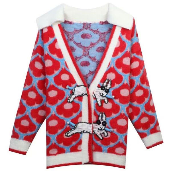2022 women rabbit sweater cardigan loose spotted printed female winter elegant sweaters breasted knit cardigans mujer, White;black
2022 women rabbit sweater cardigan loose spotted printed female winter elegant sweaters breasted knit cardigans mujer, White;black