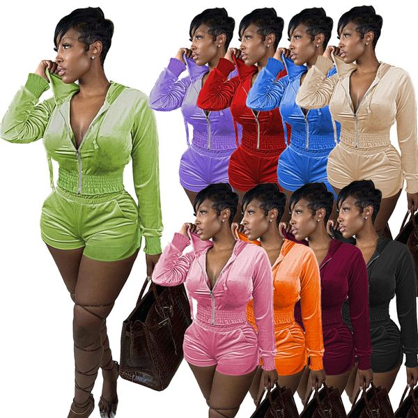 designer velvet tracksuits women spring outfits long sleeve hooded jacket and shorts two 2 piece sets velour sweatsuits casual jogger suits, Gray
designer velvet tracksuits women spring outfits long sleeve hooded jacket and shorts two 2 piece sets velour sweatsuits casual jogger suits, Gray