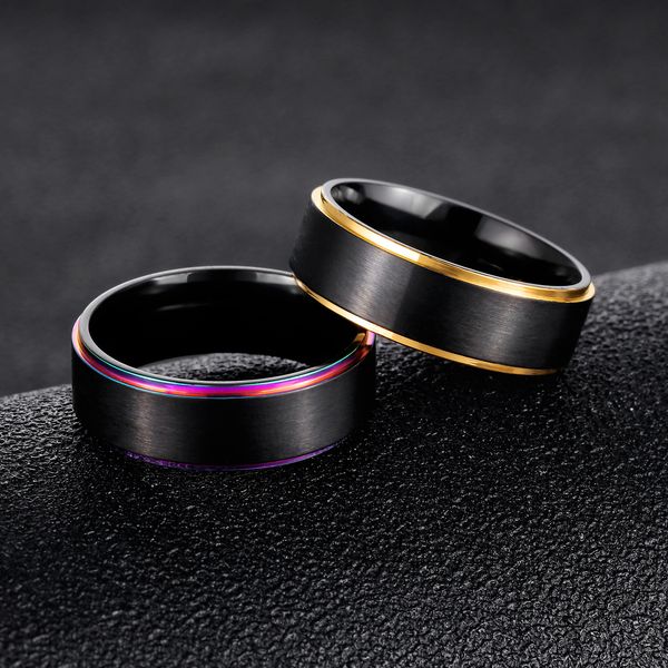 men's titanium steel rings european and american jewelry colorful black gold electroplated ring, Silver
men's titanium steel rings european and american jewelry colorful black gold electroplated ring, Silver