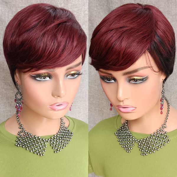 lace wigs short with bangs burgundy red highlight virgin hair pixie cut human for black women straight bob wig 230106, Black;brown
lace wigs short with bangs burgundy red highlight virgin hair pixie cut human for black women straight bob wig 230106, Black;brown