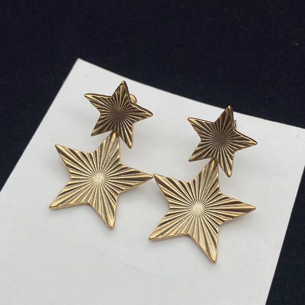 bronze size five-pointed star charm earrings ancient pattern. classic simple fashion earrings designer for women wedding party araetes jewel, Golden
bronze size five-pointed star charm earrings ancient pattern. classic simple fashion earrings designer for women wedding party araetes jewel, Golden