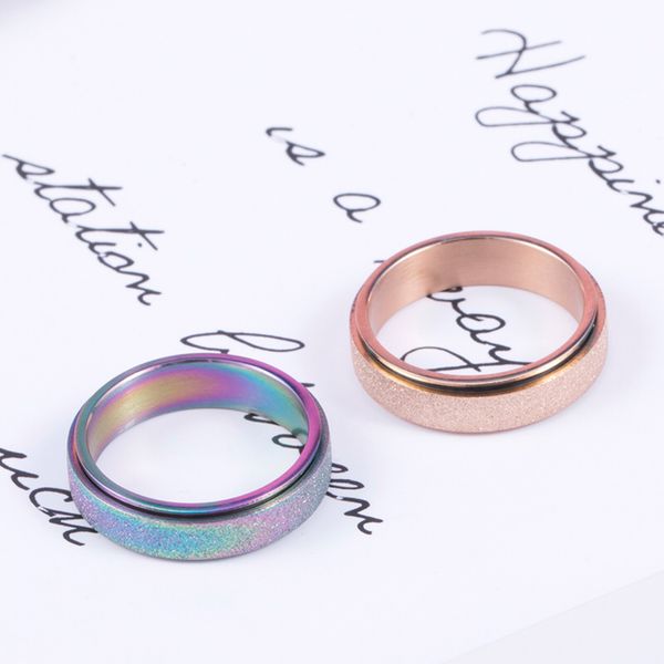 colorful dazzling rose gold titanium steel frosted band ring turning ring stress relief jewelry, Silver
colorful dazzling rose gold titanium steel frosted band ring turning ring stress relief jewelry, Silver