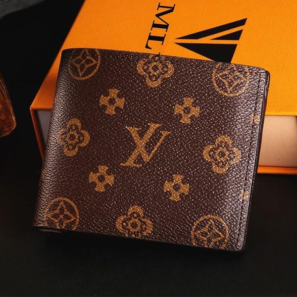 

Top Luxury Leather Purse Wallets louiseity Fashion Designer Wallets viutonity Retro Handbag For Men Classic Card Holders Coin vuttons Famous, Brown flower