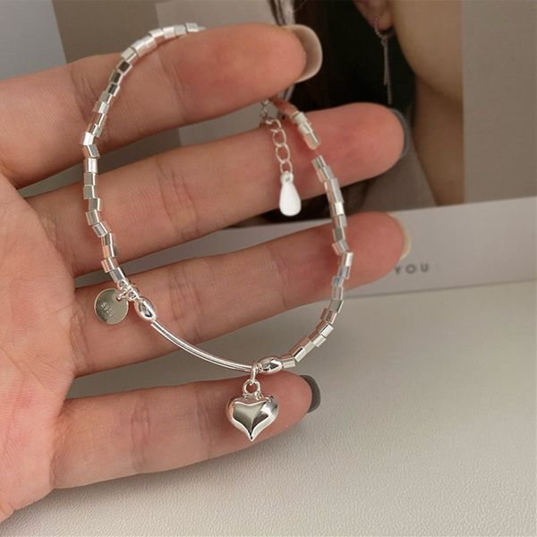 925 sterling silver heart shape designer charm bracelets women luxury beaded geometry pendants bangle female fine jewelry, Golden;silver
925 sterling silver heart shape designer charm bracelets women luxury beaded geometry pendants bangle female fine jewelry, Golden;silver