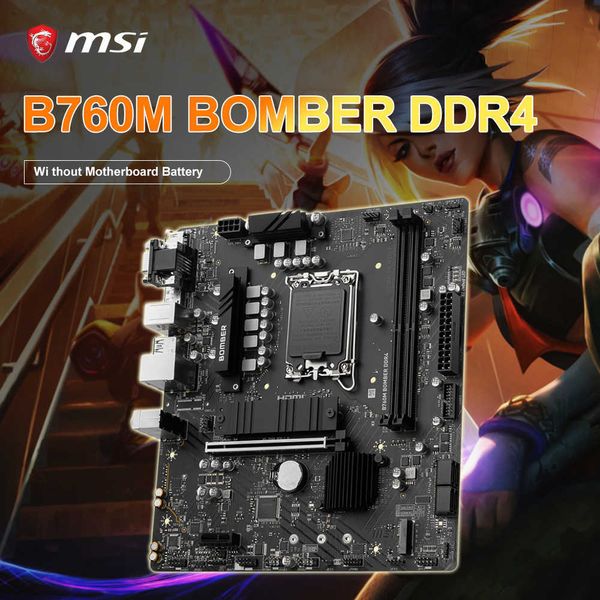 New MSI B760M BOMBER DDR4 Motherboard Support Intel 13/12th Core i7 i9 CPU with i5 12400F 13600 Combo LGA1700 MicroATX Placa me