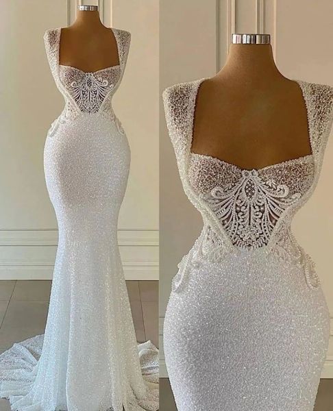 2023 elegant mermaid wedding dresses bridal gown lace applique sleeveless sparkly sequins custom made beach country plus size vestido de nov, White
2023 elegant mermaid wedding dresses bridal gown lace applique sleeveless sparkly sequins custom made beach country plus size vestido de nov, White
